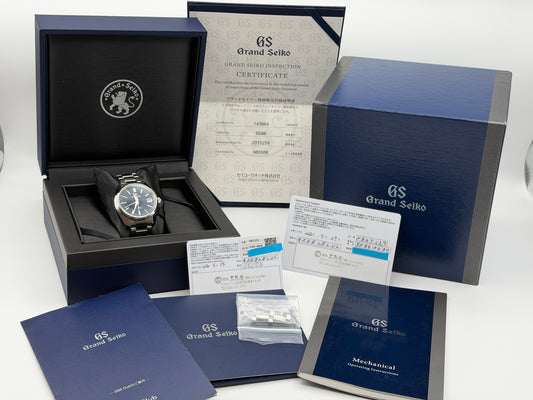 2022 Grand Seiko SBGJ235 Hi-Beat 36000 GMT 40mm “Mt. Iwate” Blue Dial on Bracelet Limited Edition Complete Set
