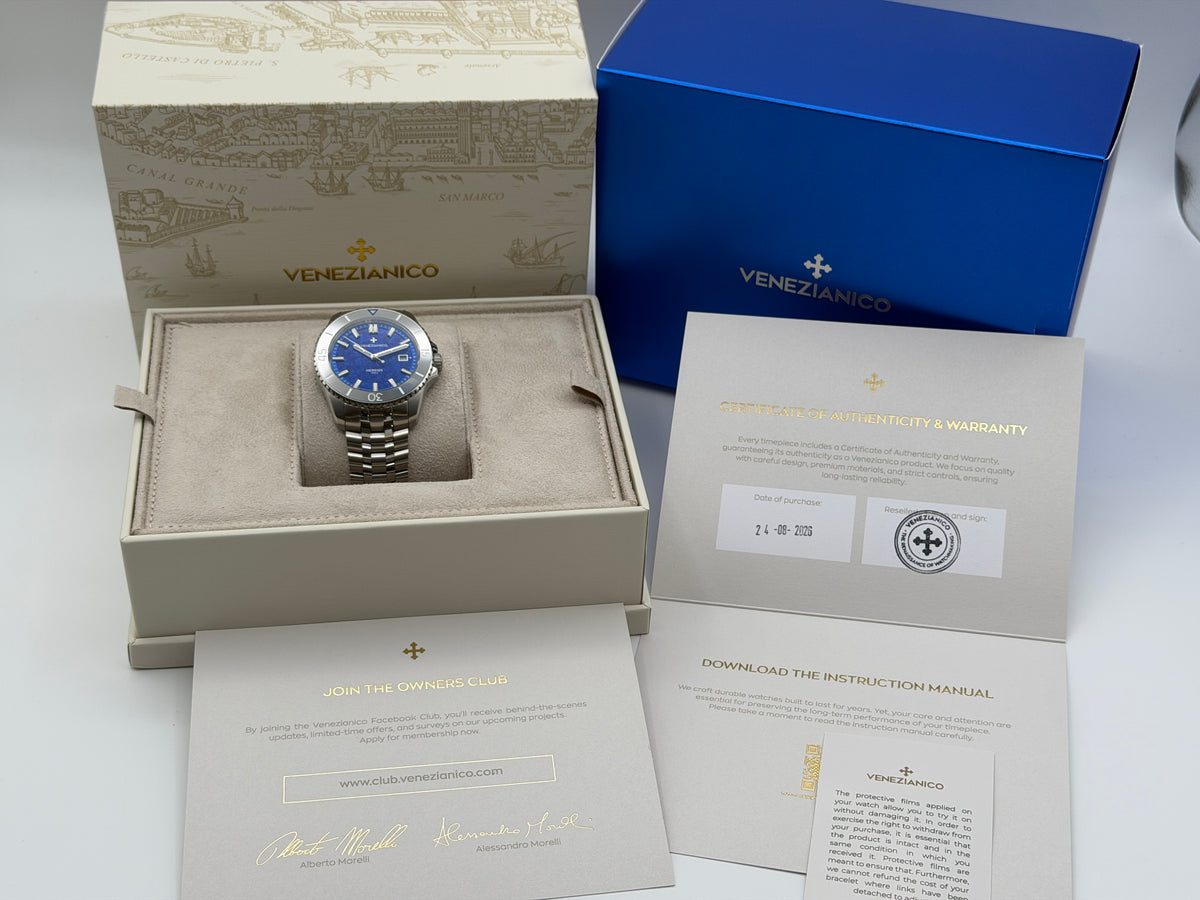 UNWORN - 2026 Venezianico Nereide Opale Blu 42 mm Blue Opal Dial ~ Limited Edition ~ Complete Set