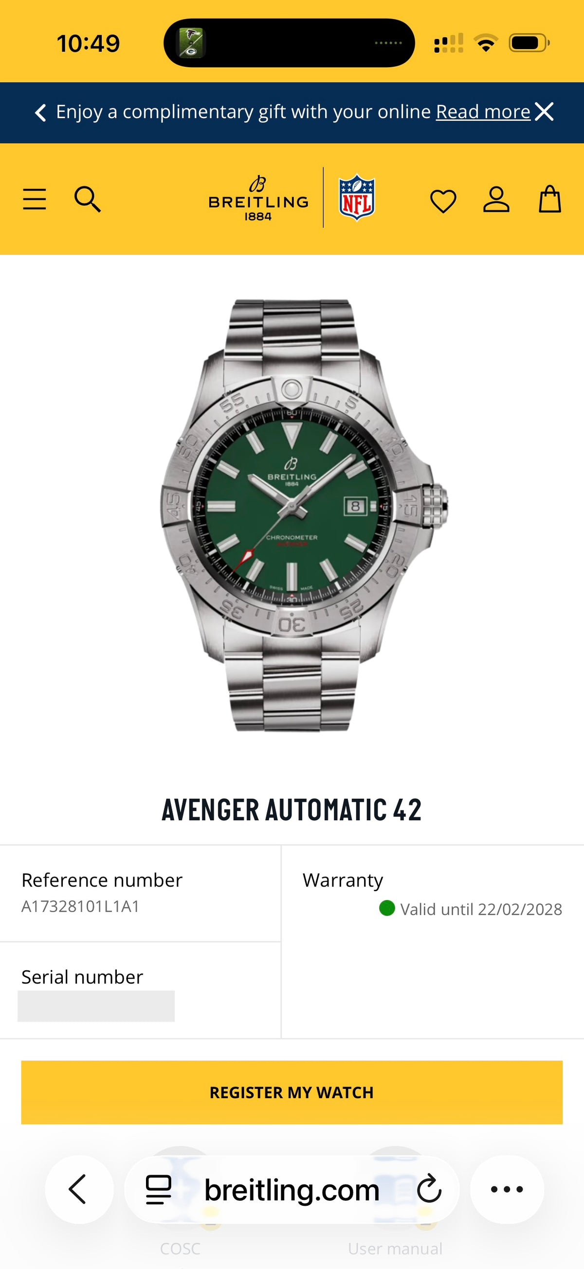 UNWORN 2023 Breitling Avenger 42mm Green Dial Stainless Steel Bracelet A17328101L1A1 - Complete Set - WARRANTY