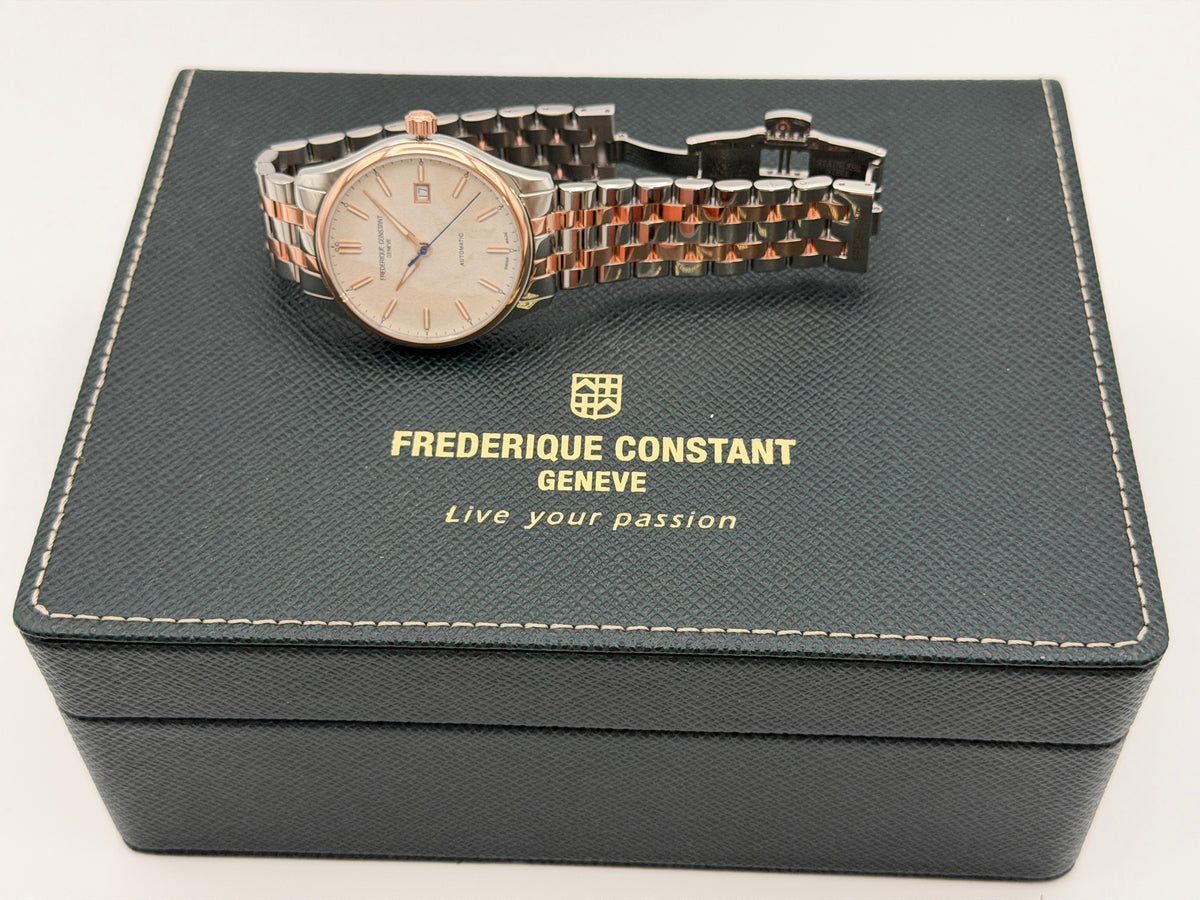Frederique Constant Classics Automatic 40mm White Dial Two-Tone Rose Gold/Steel Bracelet FC-303SS5B2B - w/ Box