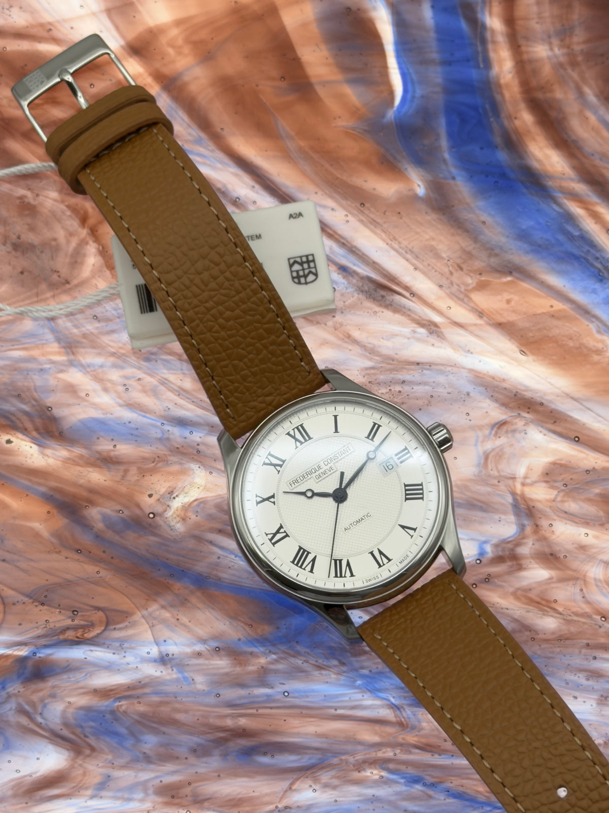 UNWORN Frederique Constant Classics Index Automatic 40mm Silver White Dial Brown Leather Strap ~ Complete Set - MFG Warranty