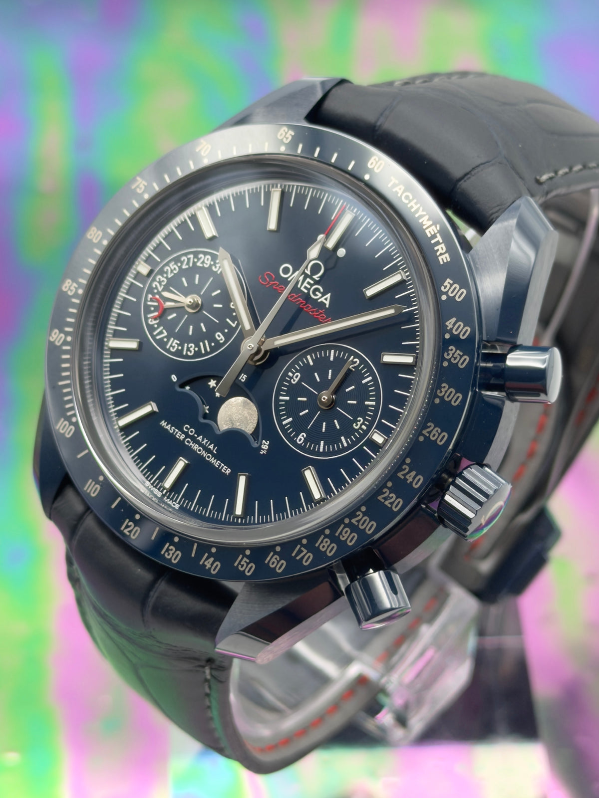 2022 Omega Speedmaster Moonphase “Blue Side of the Moon” 44.25MM Ceramic Automatic -UNWORN -Complete Set