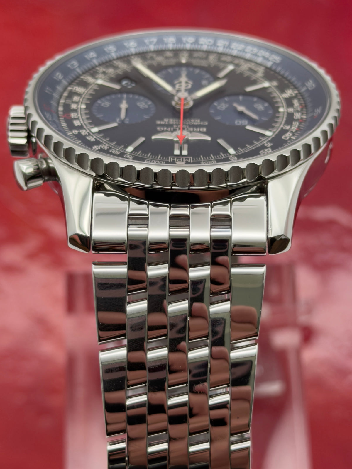 2015 Breitling Navitimer 01 Blue Edition Limited 316/1k 42.5mm Black Dial Blue Sub Dials Steel Bracelet AB012116/BE09 ~ Complete Set