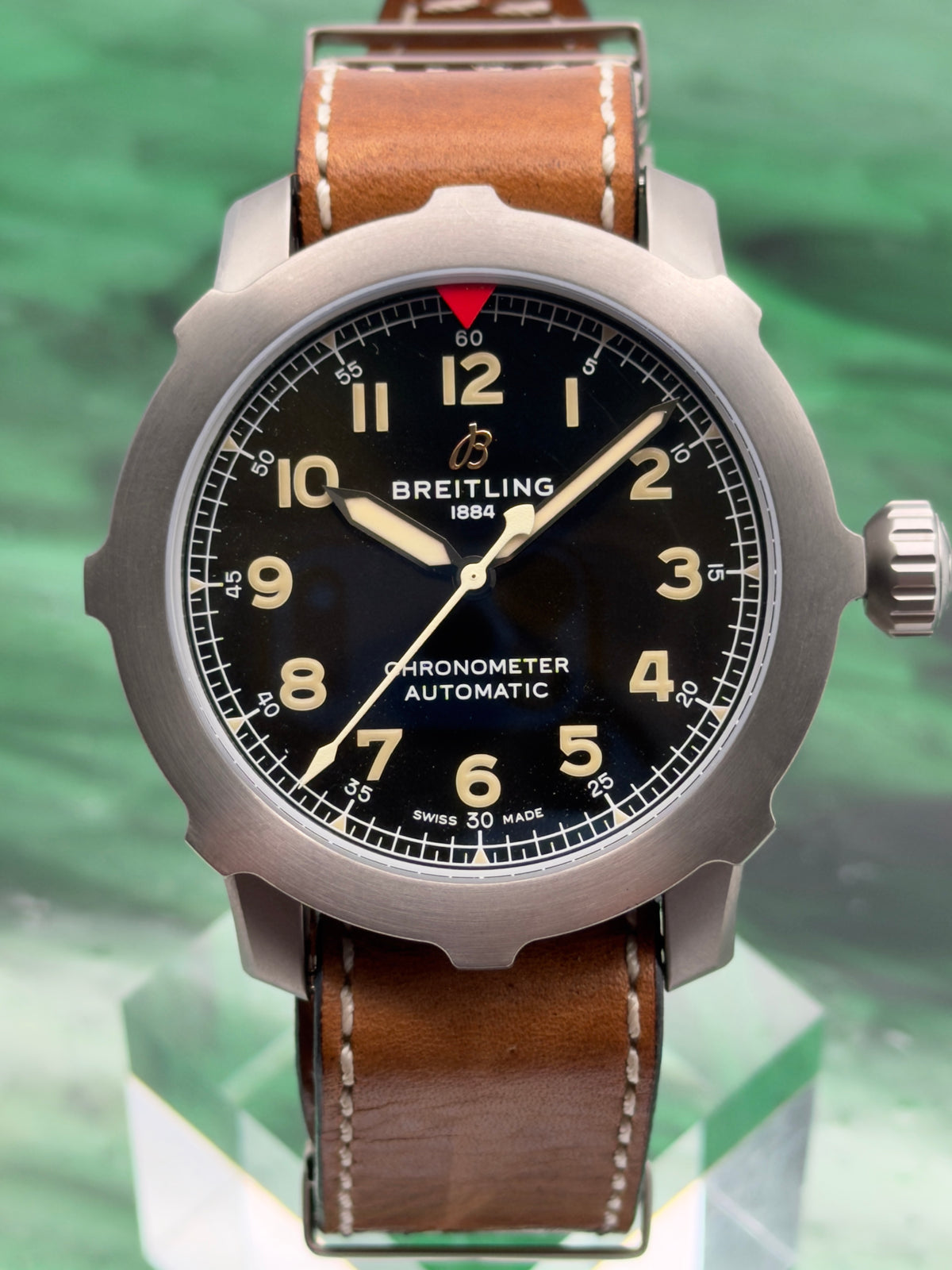 2022 Breitling Aviator Super 8 B20 Automatic 46mm Titanium "Green Dial" Complete Set w/ MFG Warranty