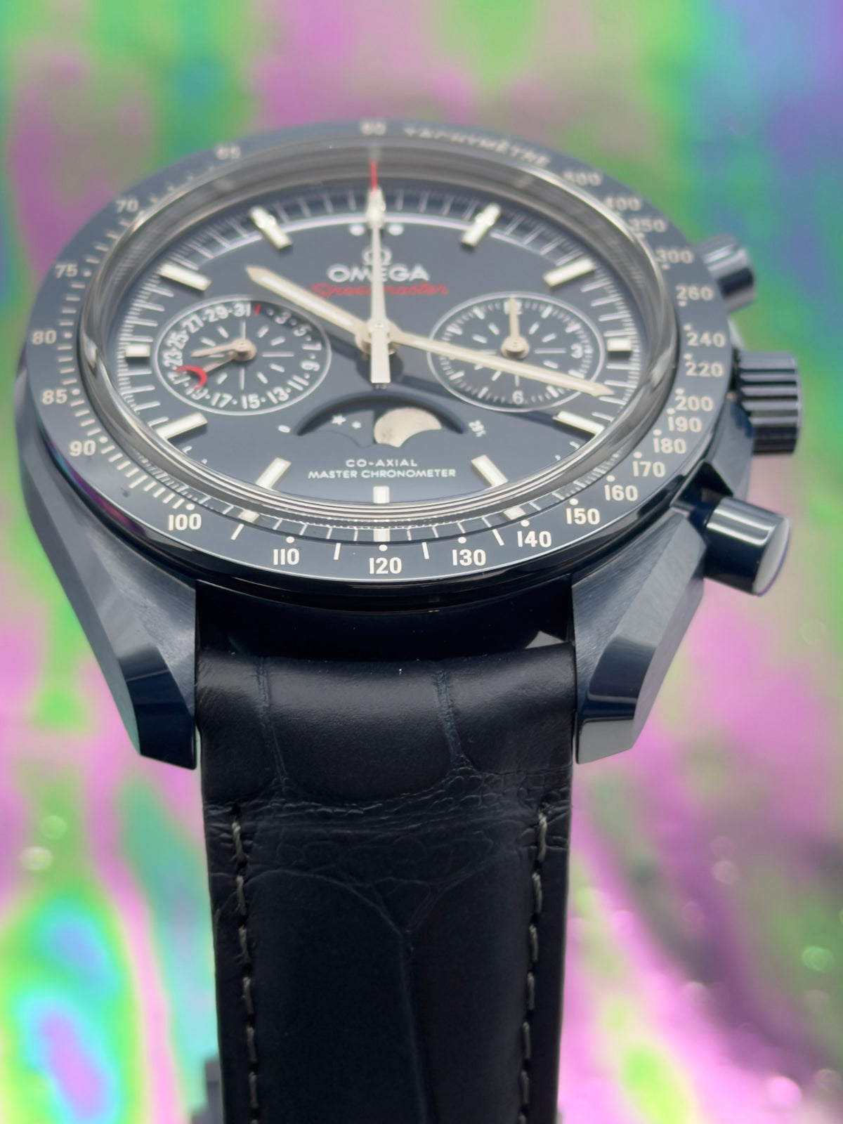2022 Omega Speedmaster Moonphase “Blue Side of the Moon” 44.25MM Ceramic Automatic -UNWORN -Complete Set