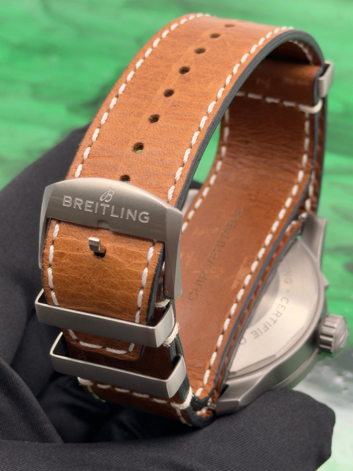 2022 Breitling Aviator Super 8 B20 Automatic 46mm Titanium "Green Dial" Complete Set w/ MFG Warranty