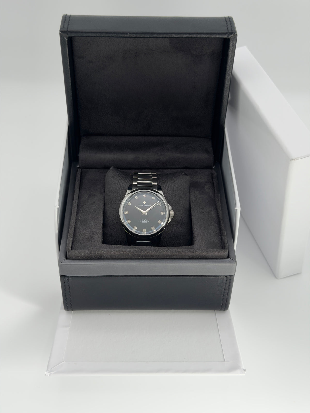 2024 Venezianico Redentore 36 mm Diamond Black Mother of Pearl Dial ~ 1121521C - Watch & Generic Box