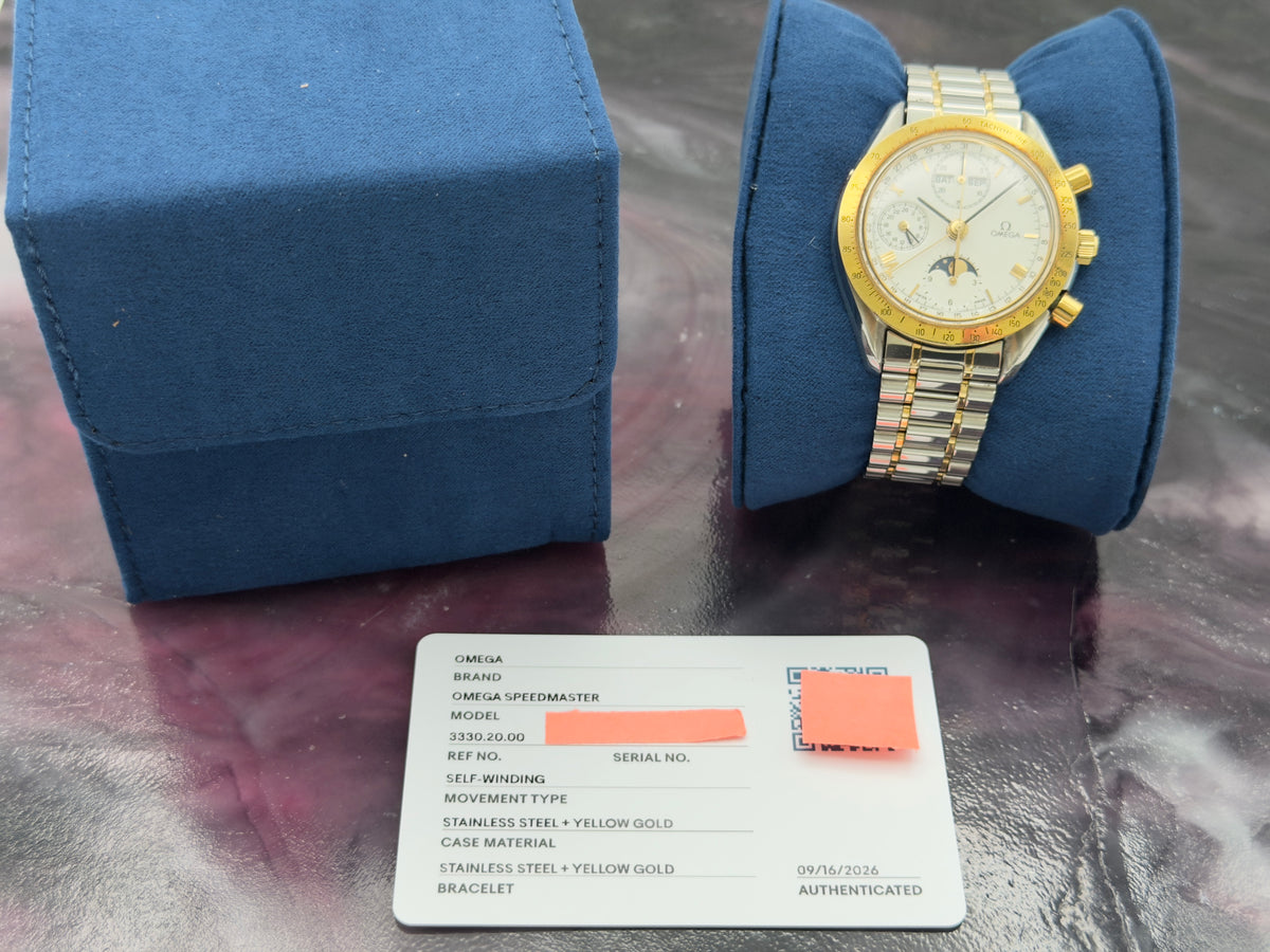 Omega Speedmaster Moonphase Triple Calendar 39mm White Dial Two-Tone bracelet 3330.20.00 - Watch Only