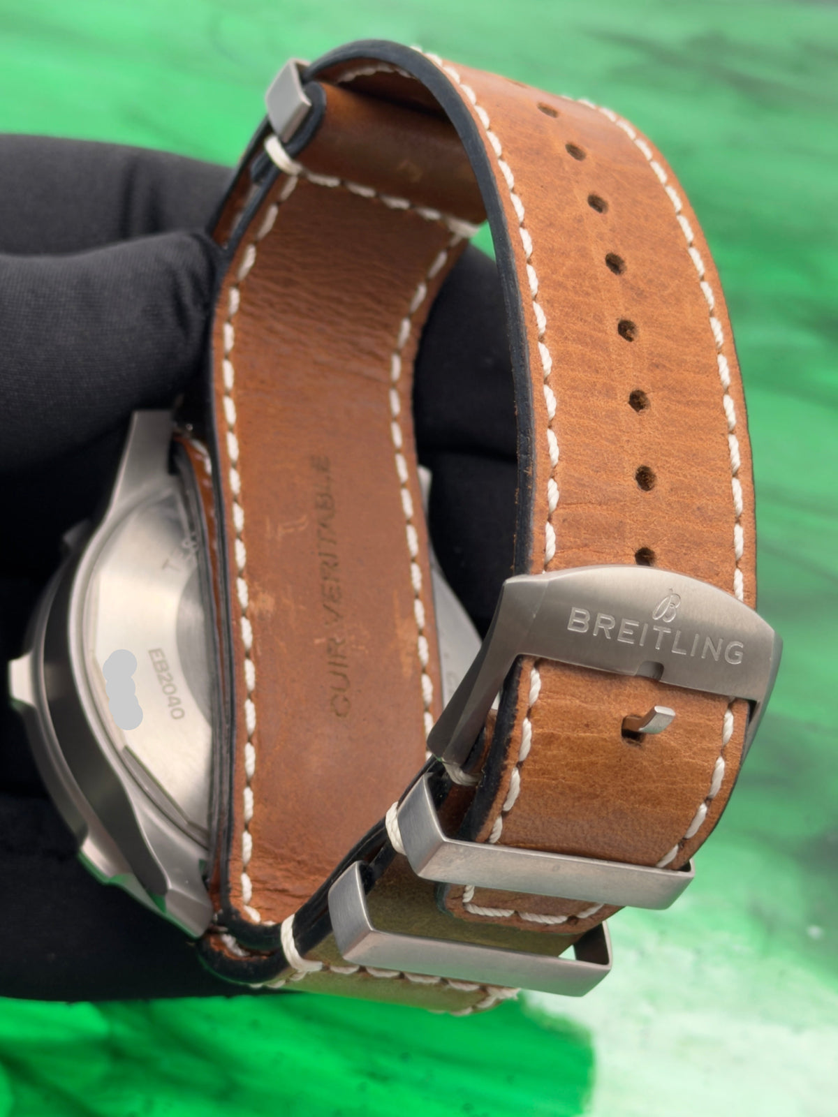 2022 Breitling Aviator Super 8 B20 Automatic 46mm Titanium "Green Dial" Complete Set w/ MFG Warranty