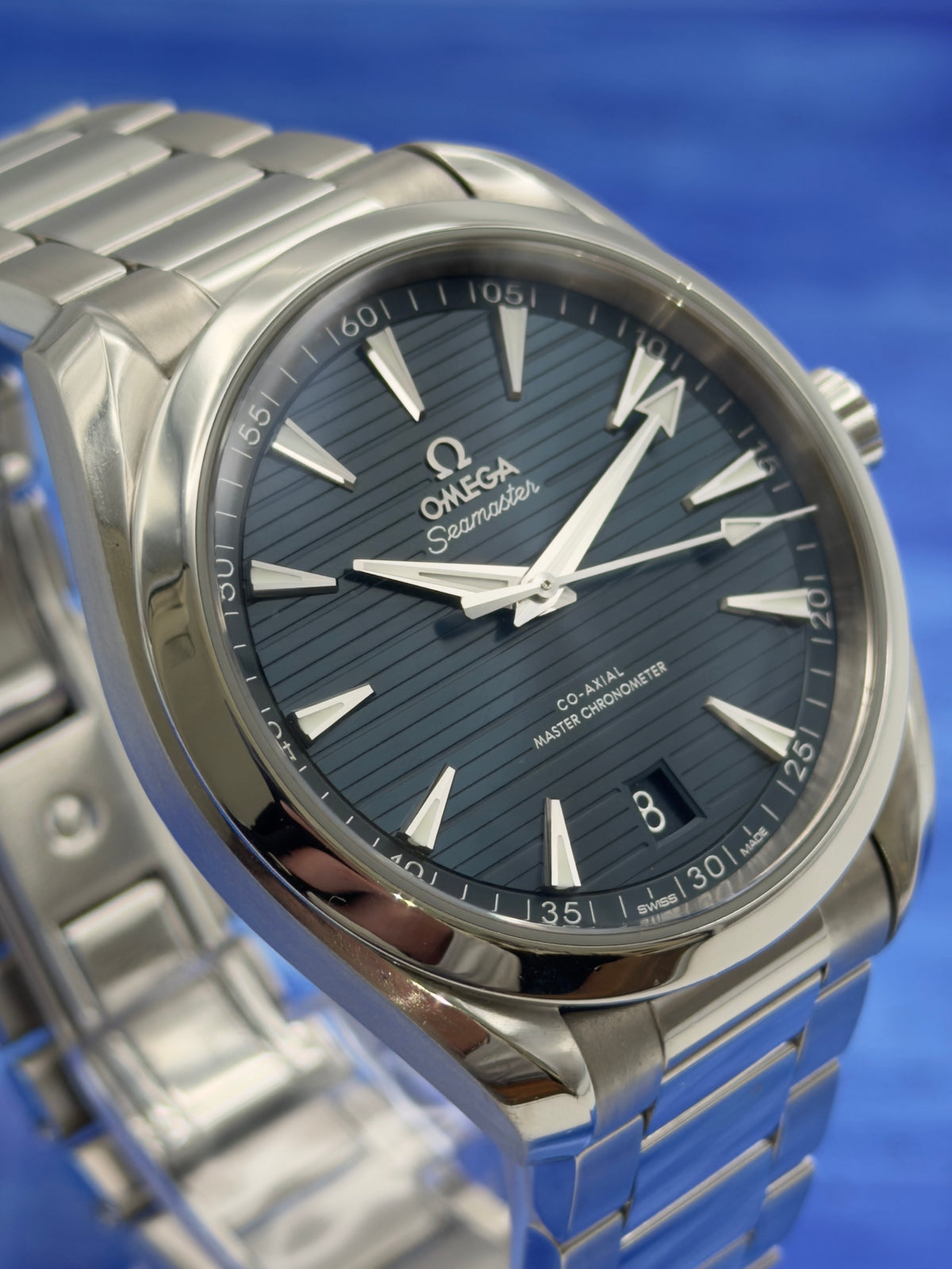 2023 Omega Seamaster 41mm Aqua Terra 150M "Teak" Blue Dial w/ SS Bracelet 220.10.41.21.03.004 ~ Complete Set - WARRANTY