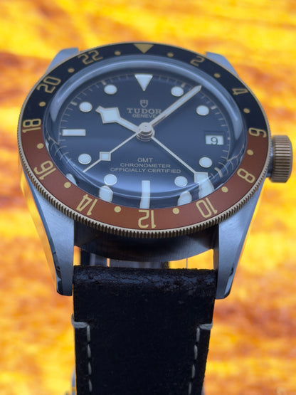 2023 Tudor Black Bay GMT S&G 2-Tone 41mm "Root Beer" w/ Leather band & Deploy Clasp M79833MN -Complete Set