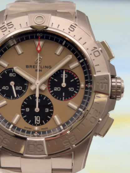 UNWORN - 2026 Breitling Avenger B01 Chronograph 44mm Khaki Dial w/ SS Bracelet AB0147 ~ Complete Set - WARRANTY