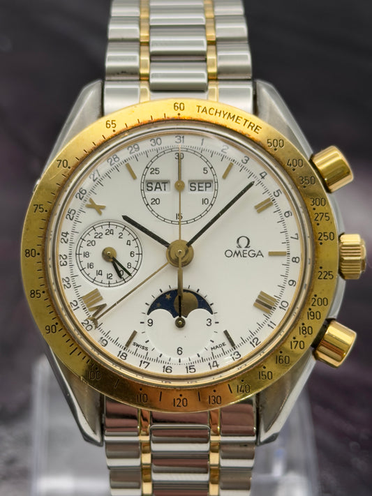 Omega Speedmaster Moonphase Triple Calendar 39mm White Dial Two-Tone bracelet 3330.20.00 - Watch Only