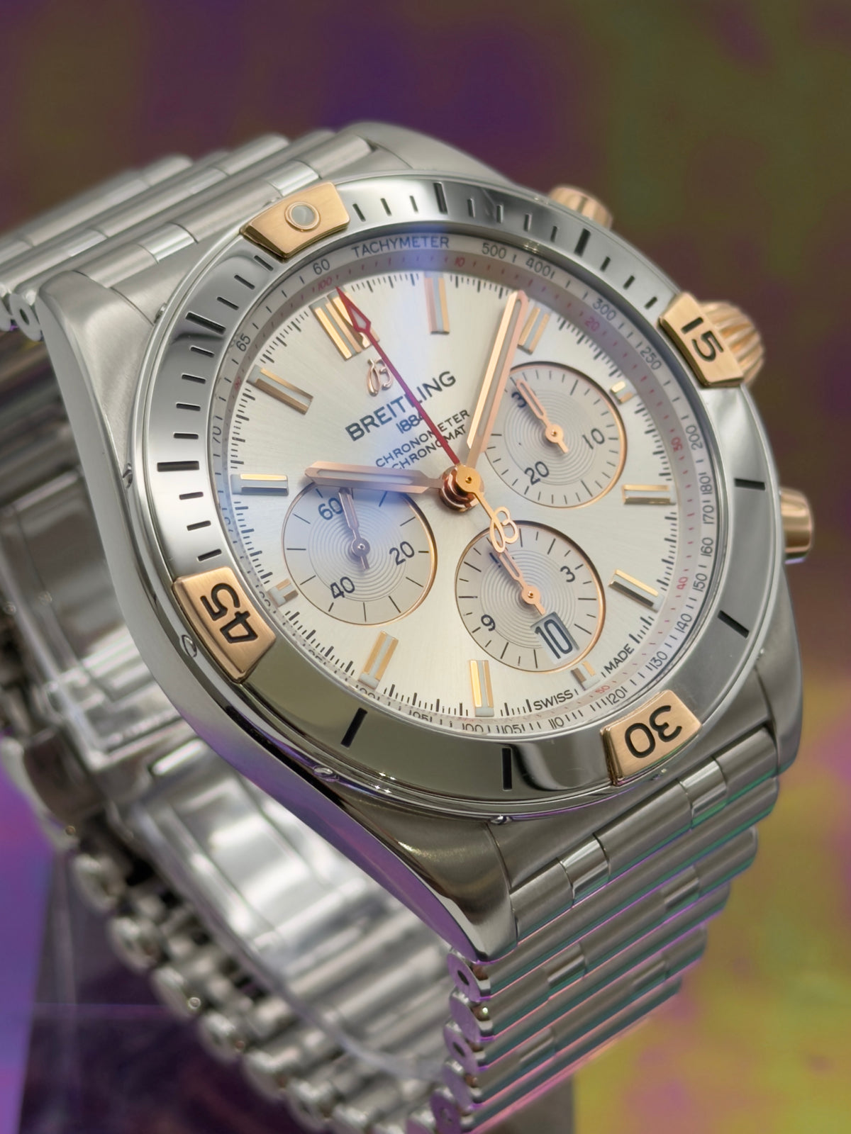 2023 Breitling Chronomat B01 42mm Stainless Steel & 18k Red Gold on SS Bracelet IB0134101G1A1 ~ Complete Set ~ WARRANTY
