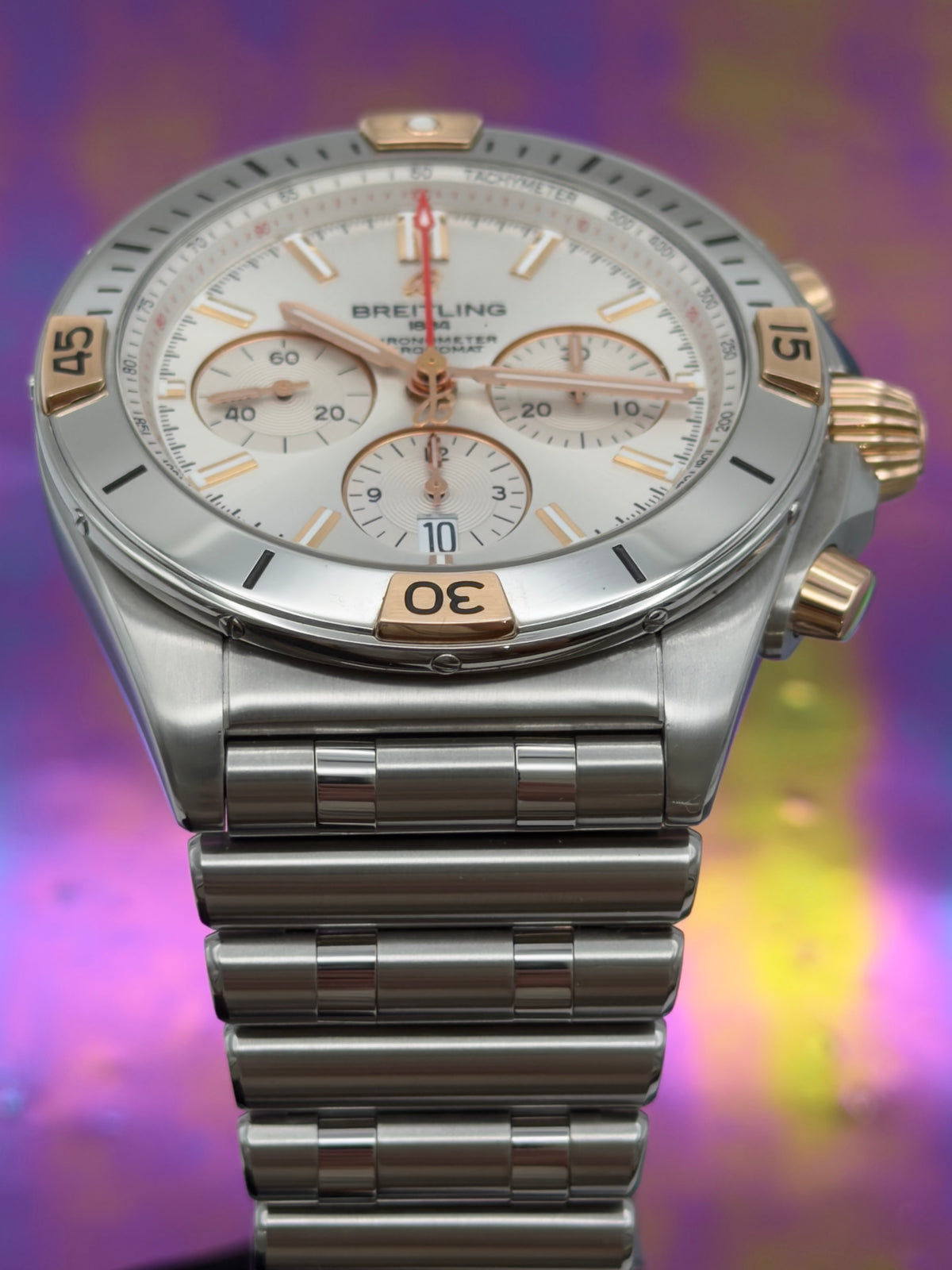 2023 Breitling Chronomat B01 42mm Stainless Steel & 18k Red Gold on SS Bracelet IB0134101G1A1 ~ Complete Set ~ WARRANTY