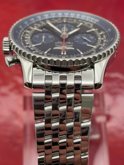 2015 Breitling Navitimer 01 Blue Edition Limited 316/1k 42.5mm Black Dial Blue Sub Dials Steel Bracelet AB012116/BE09 ~ Complete Set