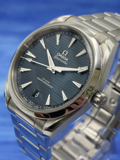 2023 Omega Seamaster 41mm Aqua Terra 150M "Teak" Blue Dial w/ SS Bracelet 220.10.41.21.03.004 ~ Complete Set - WARRANTY