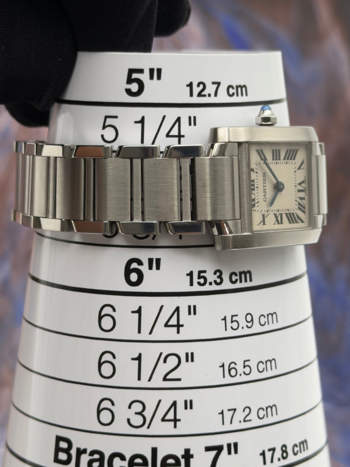 Cartier Tank Francaise Small 20x25mm White Roman Dial Steel Bracelet W51008Q3 w/ NEW Red Cartier Box