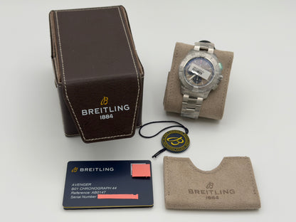 UNWORN - 2026 Breitling Avenger B01 Chronograph 44mm Khaki Dial w/ SS Bracelet AB0147 ~ Complete Set - WARRANTY