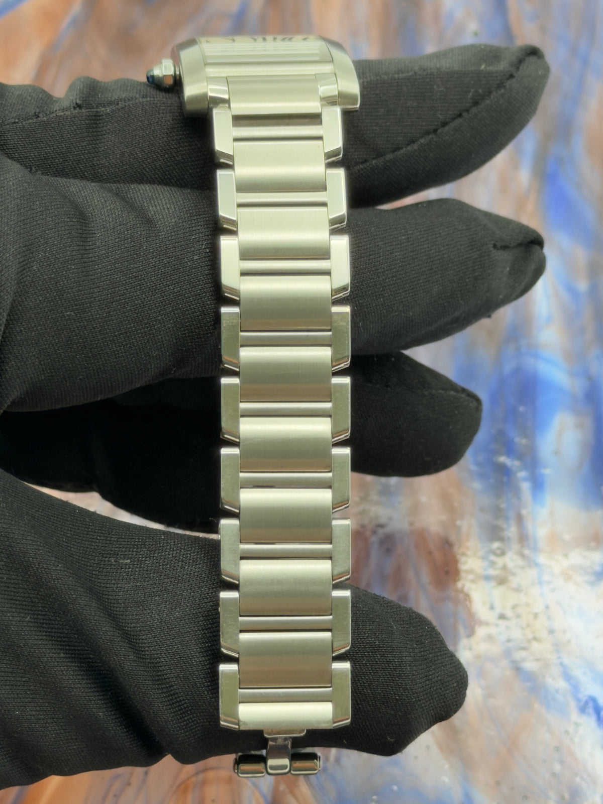 Cartier Tank Francaise Small 20x25mm White Roman Dial Steel Bracelet W51008Q3 w/ NEW Red Cartier Box