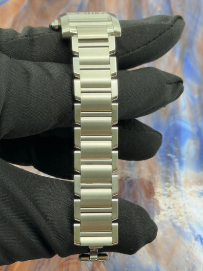 Cartier Tank Francaise Small 20x25mm White Roman Dial Steel Bracelet W51008Q3 w/ NEW Red Cartier Box