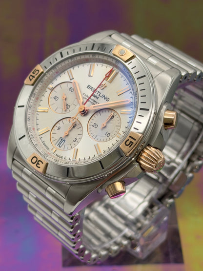2023 Breitling Chronomat B01 42mm Stainless Steel & 18k Red Gold on SS Bracelet IB0134101G1A1 ~ Complete Set ~ WARRANTY