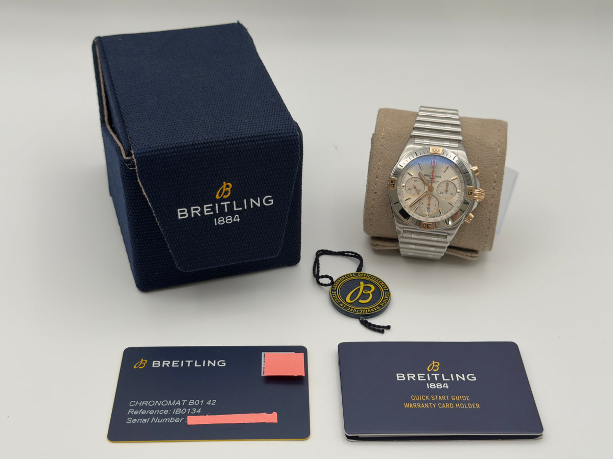 2023 Breitling Chronomat B01 42mm Stainless Steel & 18k Red Gold on SS Bracelet IB0134101G1A1 ~ Complete Set ~ WARRANTY