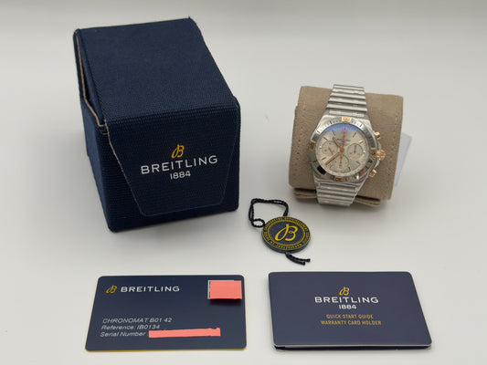 2023 Breitling Chronomat B01 42mm Stainless Steel & 18k Red Gold on SS Bracelet IB0134101G1A1 ~ Complete Set ~ WARRANTY