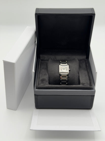 Cartier Tank Francaise Small 20x25mm White Roman Dial Steel Bracelet W51008Q3 w/ NEW Red Cartier Box