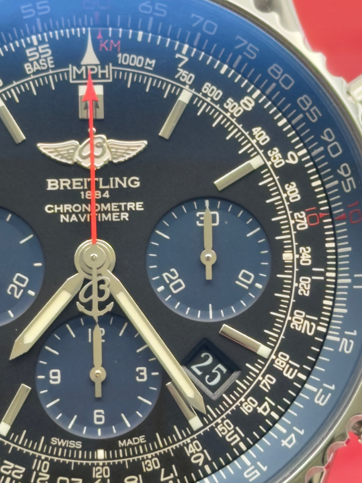 2015 Breitling Navitimer 01 Blue Edition Limited 316/1k 42.5mm Black Dial Blue Sub Dials Steel Bracelet AB012116/BE09 ~ Complete Set