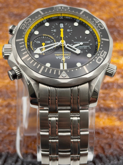 2013 Omega Seamaster Diver 300M Chronograph 44mm Black Dial w/ yellow accent 212.30.44.50.01.002 - Complete Set