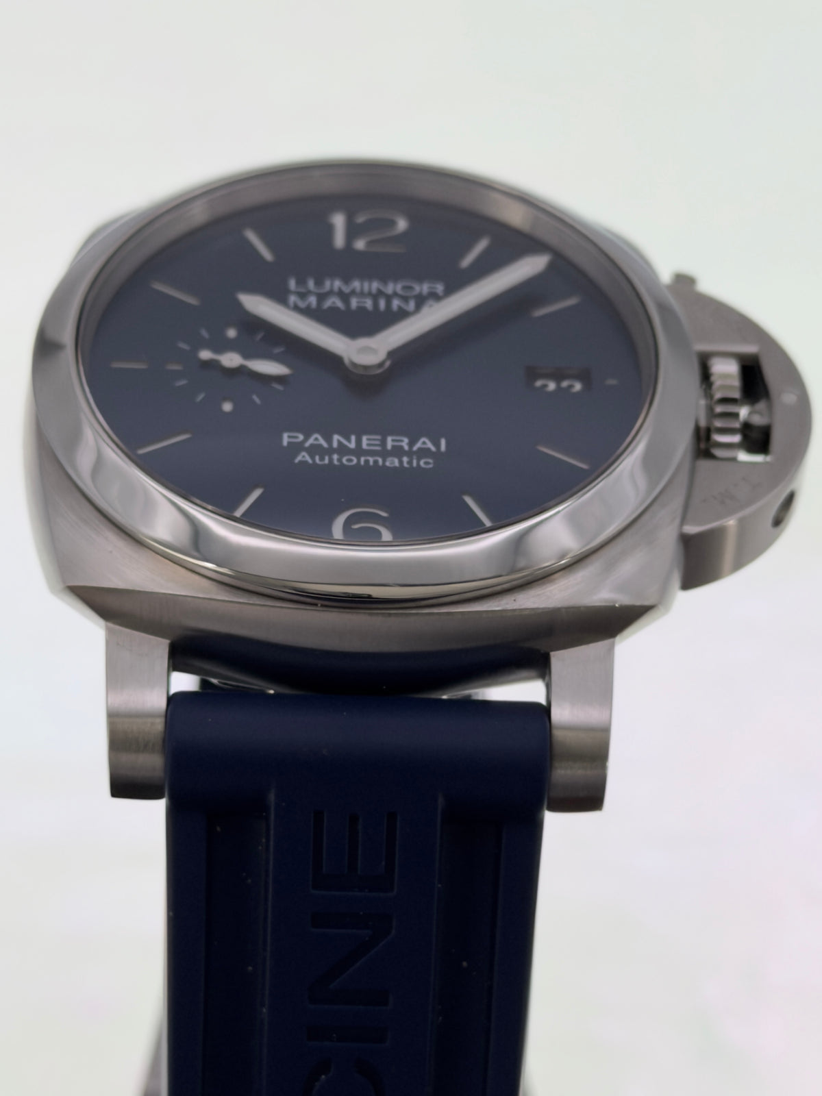2020 Panerai Luminor Marina 42mm Blue Dial on Blue Rubber Strap PAM01393 ~ B&P