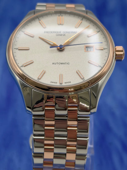Frederique Constant Classics Automatic 40mm White Dial Two-Tone Rose Gold/Steel Bracelet FC-303SS5B2B - w/ Box