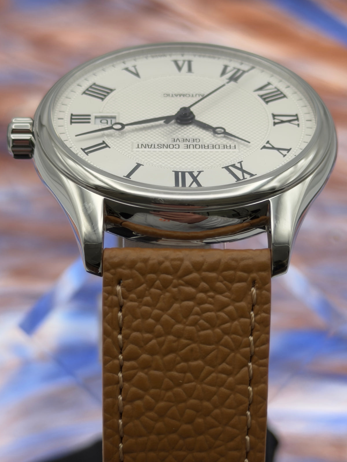 UNWORN Frederique Constant Classics Index Automatic 40mm Silver White Dial Brown Leather Strap  ~ Complete Set - MFG Warranty