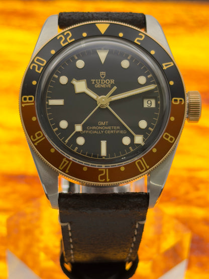 2023 Tudor Black Bay GMT S&G 2-Tone 41mm "Root Beer" w/ Leather band & Deploy Clasp M79833MN -Complete Set