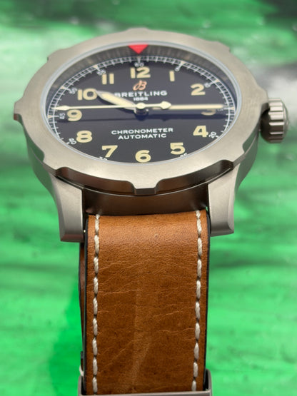 2022 Breitling Aviator Super 8 B20 Automatic 46mm Titanium "Green Dial" Complete Set w/ MFG Warranty